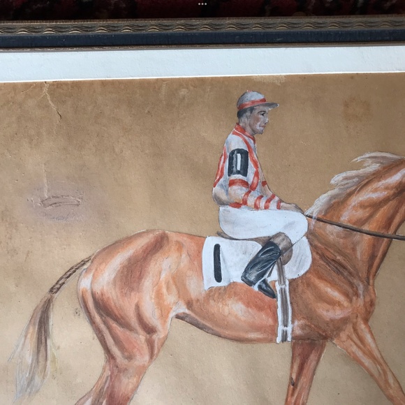 MARY ALICE LEITH THOMAS (Artist) Watercolor Horse & Jockey Derby Equestr… - Picture 2 of 6